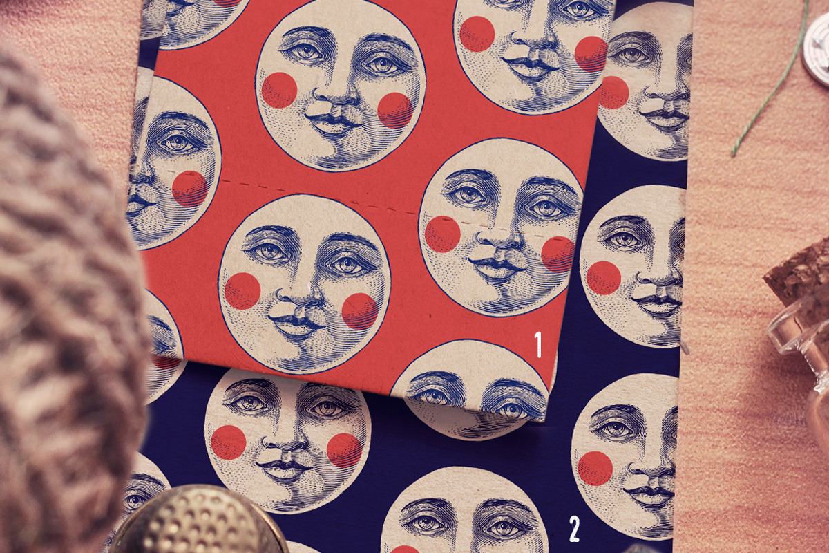 Moon Face Patterns vector, a Pattern Graphic by ZiziMarket (Photo 2 of 5)