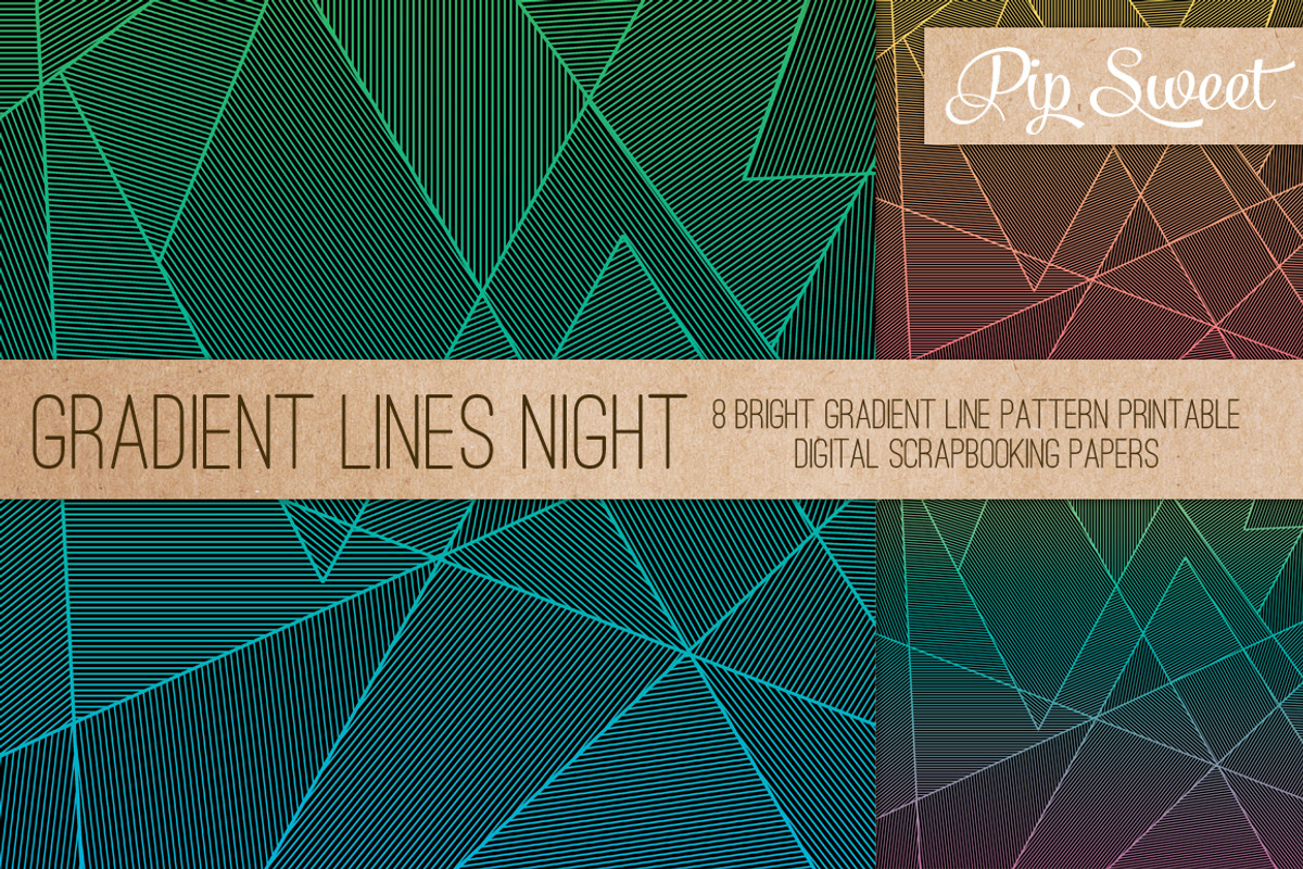 Gradient Fine Line Night 8 Patterns, a Pattern Graphic by Pip Sweet (Photo 1 of 2)