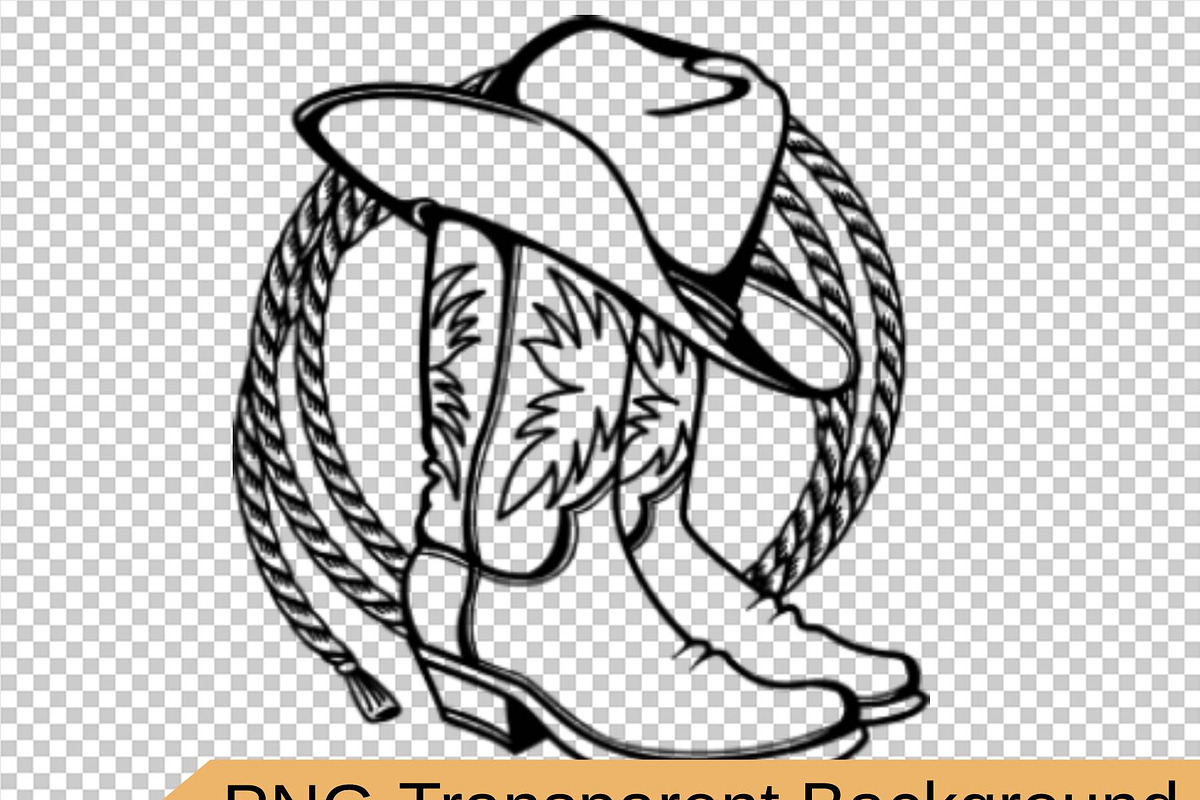 Cowboy boots, hat cowboy lasso svg