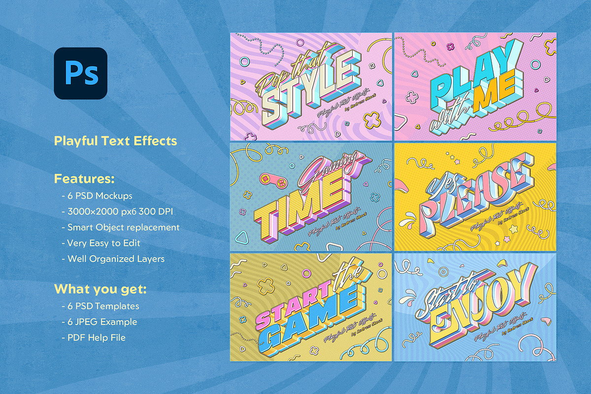 Playful Text Effects, a Layer Style Add-On by Andrew Skoch Design (Photo 9 of 9)