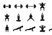 Fitness Workout Silhouette Icon Set, an Illustration by musafir_fashion (Thumbnail 36 of 51)