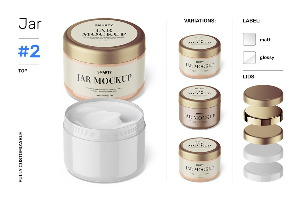 Cosmetic jar mockups bundle, a Packaging Mockup by Smarty Mockups (Photo 6 of 28)