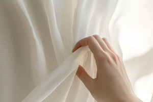Hand Touching Flowing Sheer Curtain in Sunlight, an Abstract Photo by Natalia Klenova's Shop