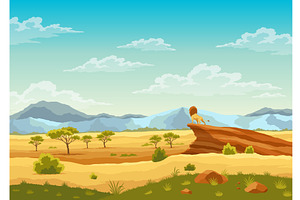 African savannah landscape, an Animal Illustration by the8monkey