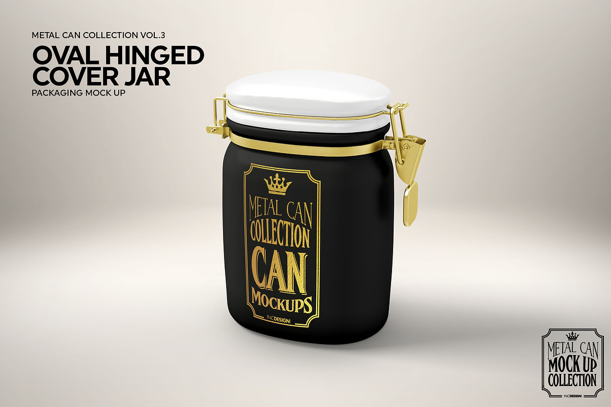 Oval Tin Jar with Clip Cover Mockup, a Product Mockup by INCDesign (Photo 6 of 6)