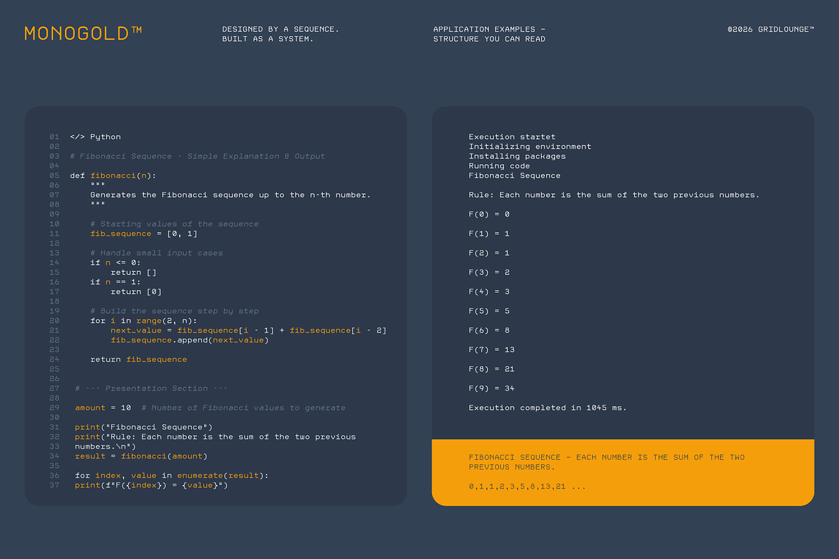 Monogold – Fibonacci Monospace, a Sans Serif Font by Gridlounge (Photo 11 of 13)