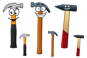 Cartoon hammers with smiling face, an Object Graphic by Vector Tradition