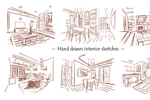 Set of hand-drawn interiors #01