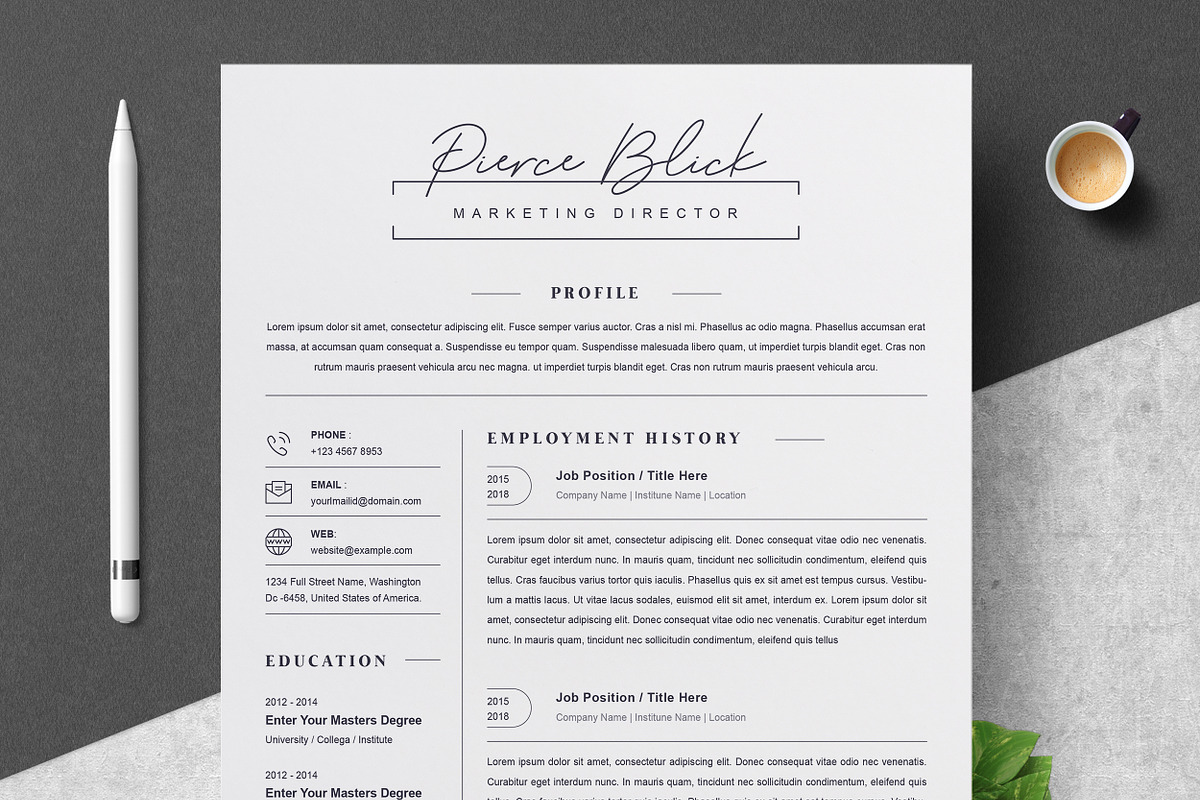 Clean Resume / CV Template, a Resume Template by ResumeInventor (Photo 1 of 6)