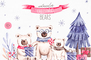 Watercolor Winter Teddy Collection, an Animal Illustration by YuliyaArtGarden (Thumbnail 1 of 8)