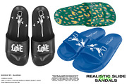 REALISTIC SLIDE SANDALS MOCKUP, a Merchandise Mockup by DaldSgh (Thumbnail 1 of 8)