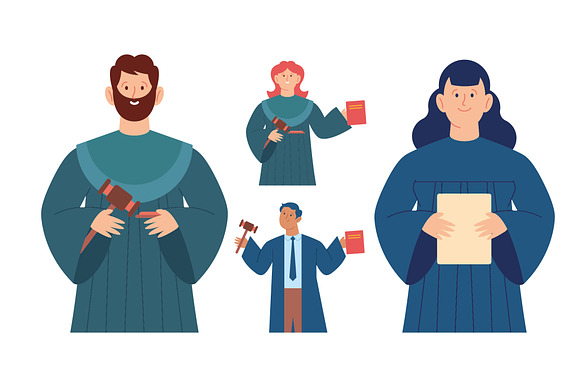 Judge Characters Illustration Set preview 2