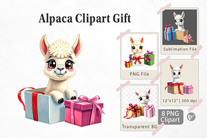 Alpaca Clipart Gift, a Graphic by Artnoy