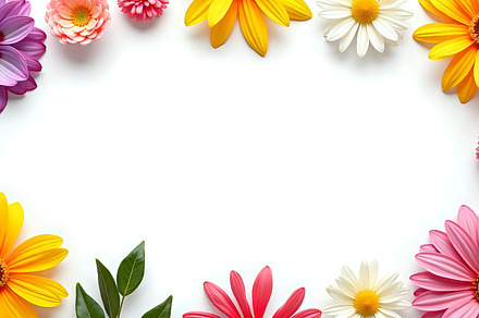 Colorful Spring Flowers With White C, a Photo by LOGOCREATIVE