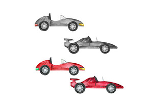 Watercolor Clipart Race Cars