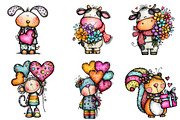 cute valentine animals clipart, an Illustration by CreationArt (Thumbnail 4 of 5)