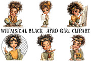 Whimsical Black Afro Girl Clipart, an Illustration by OK Design (Thumbnail 2 of 6)