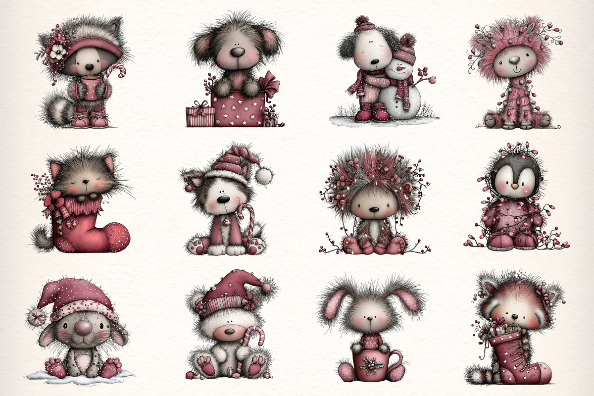 Whimsical Christmas Fluffy Animals, an Illustration by Dream Creation (Photo 6 of 7)