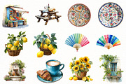 Watercolor Italy Summer Clipart, an Illustration by Designworld (Thumbnail 4 of 5)