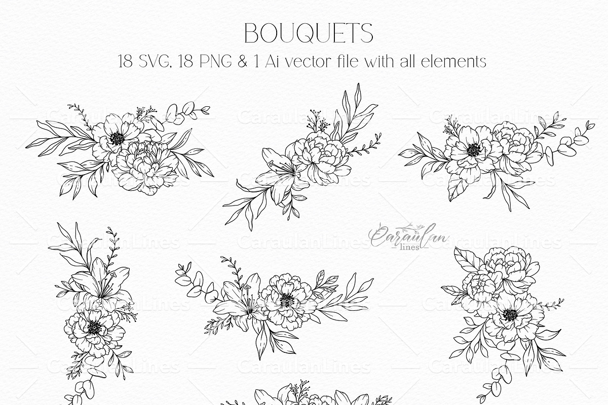 PEONY GARDEN LINE ART, an Object Graphic by CaraulanStore (Photo 2 of 8)