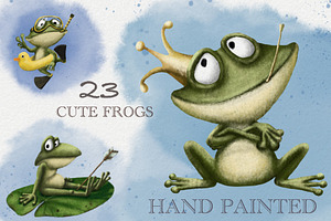 Cute Frogs Clipart. Illustration