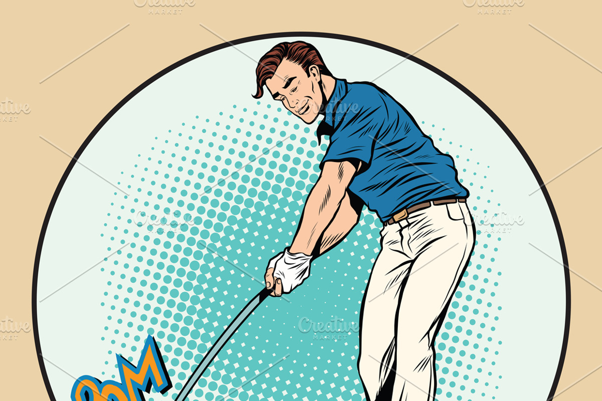 Golf player has a stick in the ball, a Person Illustration by studiostoks