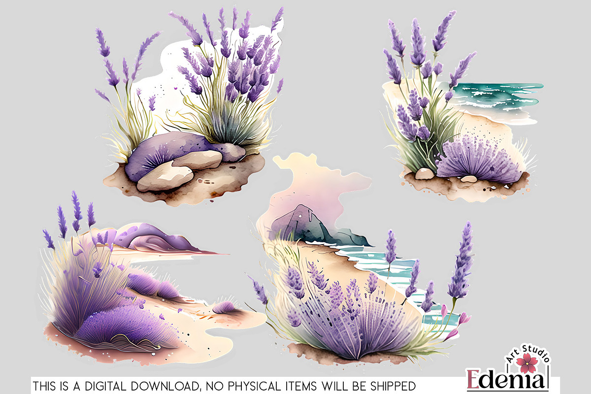 Lavender Beach Views Cliparts, a Seasonal Illustration by EdeniaArtStudio (Photo 6 of 7)