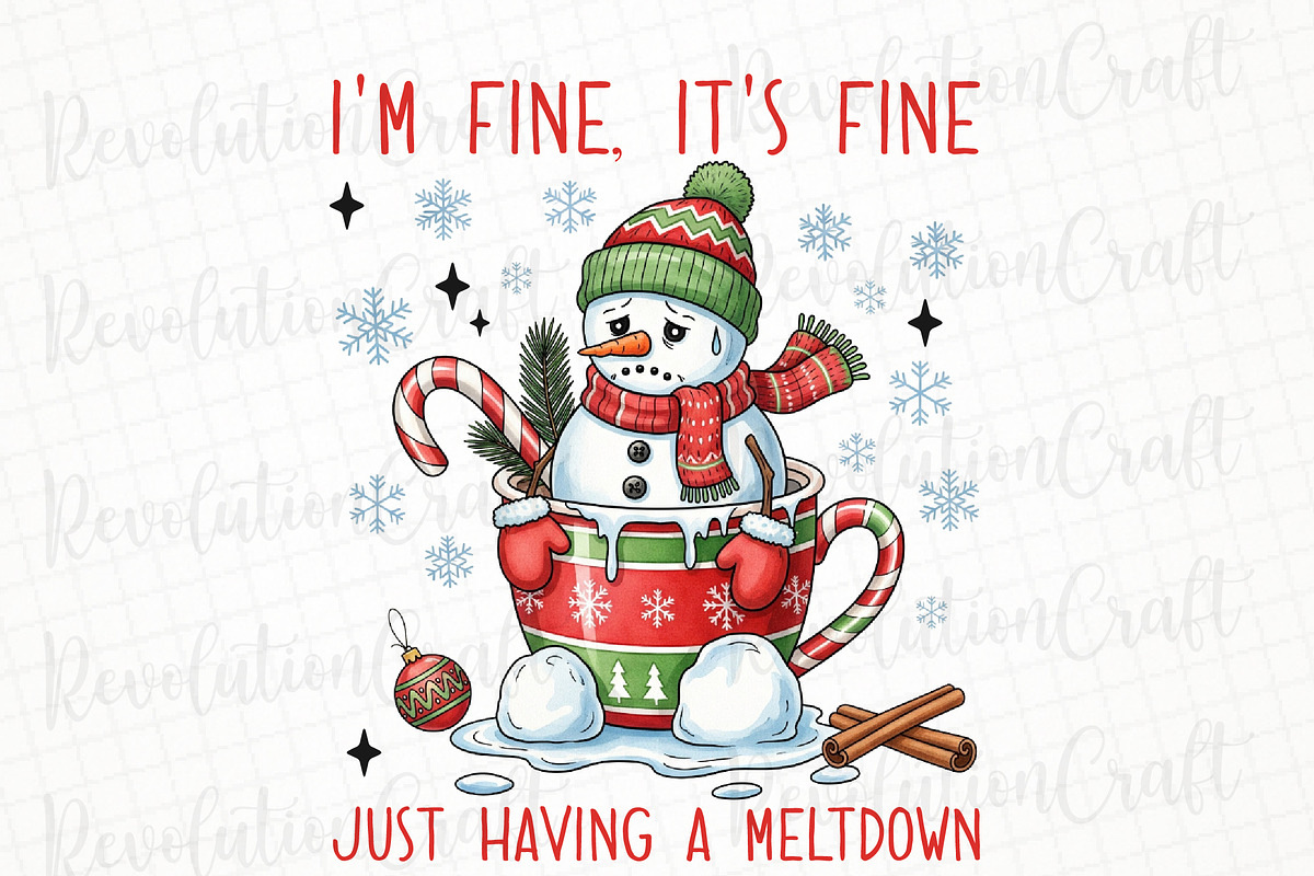 Funny Cute Snowman Png Christmas Png, an Illustration by OK Design (Photo 1 of 4)
