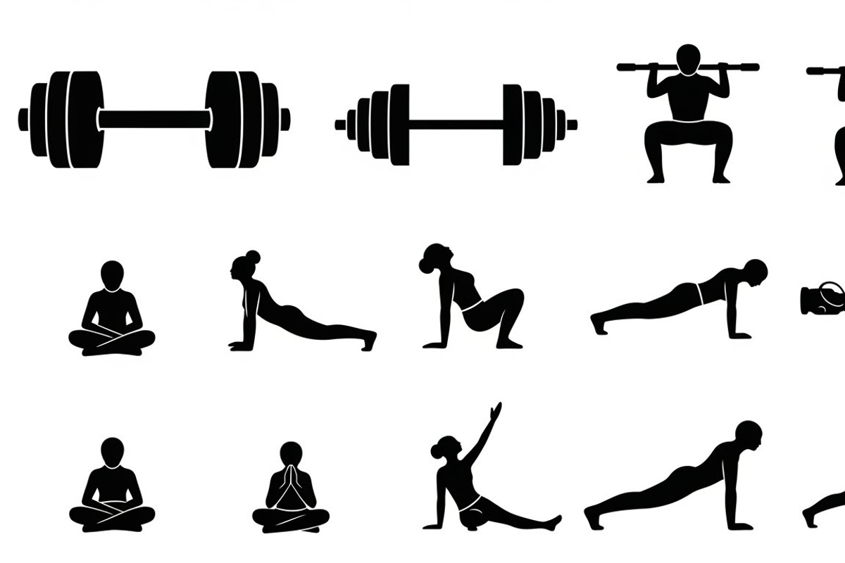 Fitness Workout Silhouette Icon Set, an Illustration by musafir_fashion (Photo 10 of 51)