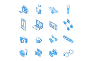 Isometric social media icons, a Technology Illustration by Valerie Bodnar