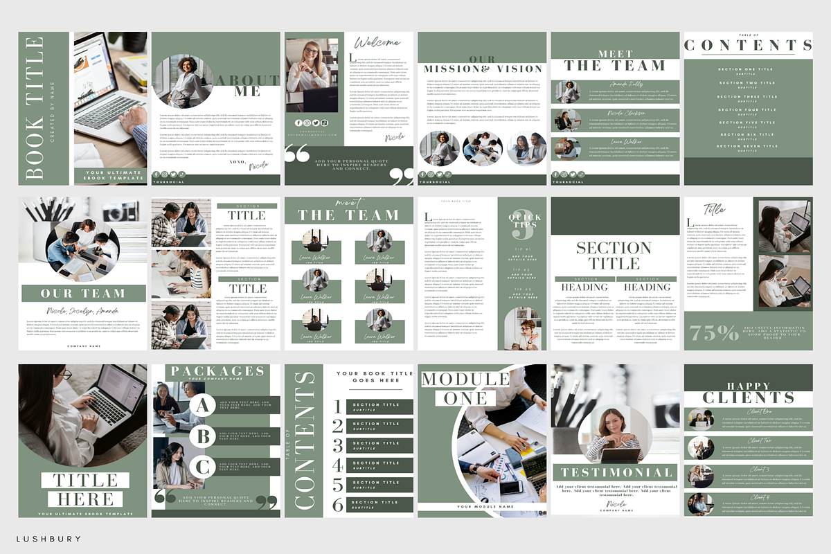 100 Ebook Lead Magnet Template Canva, a Magazine Template by LushBury (Photo 3 of 7)
