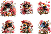 Floral Bee Clipart, a Seasonal Illustration by CreationArt (Thumbnail 2 of 7)