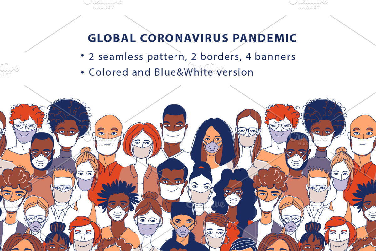Inclusive Medical Mask Portraits, a Healthcare Illustration by VasilkovS (Photo 1 of 7)