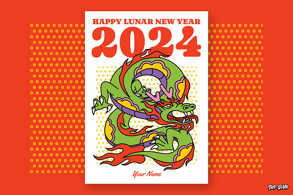 Year Of The Dragon Greeting Card, a Card Template by The Isian (Photo 1 of 2)