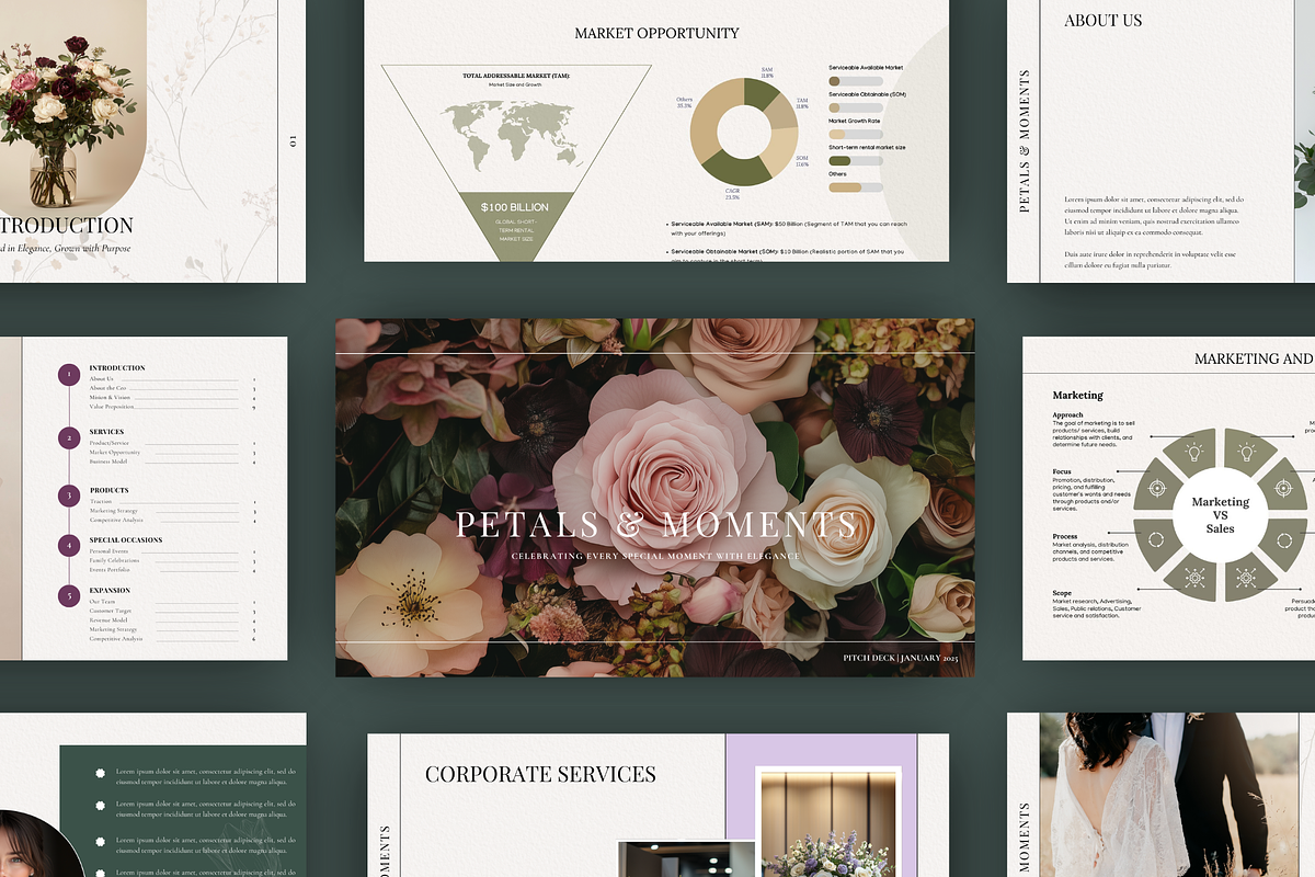 Canva Florist Pitch Deck Template, a Presentation Template by Bonita Digital Design (Photo 1 of 6)