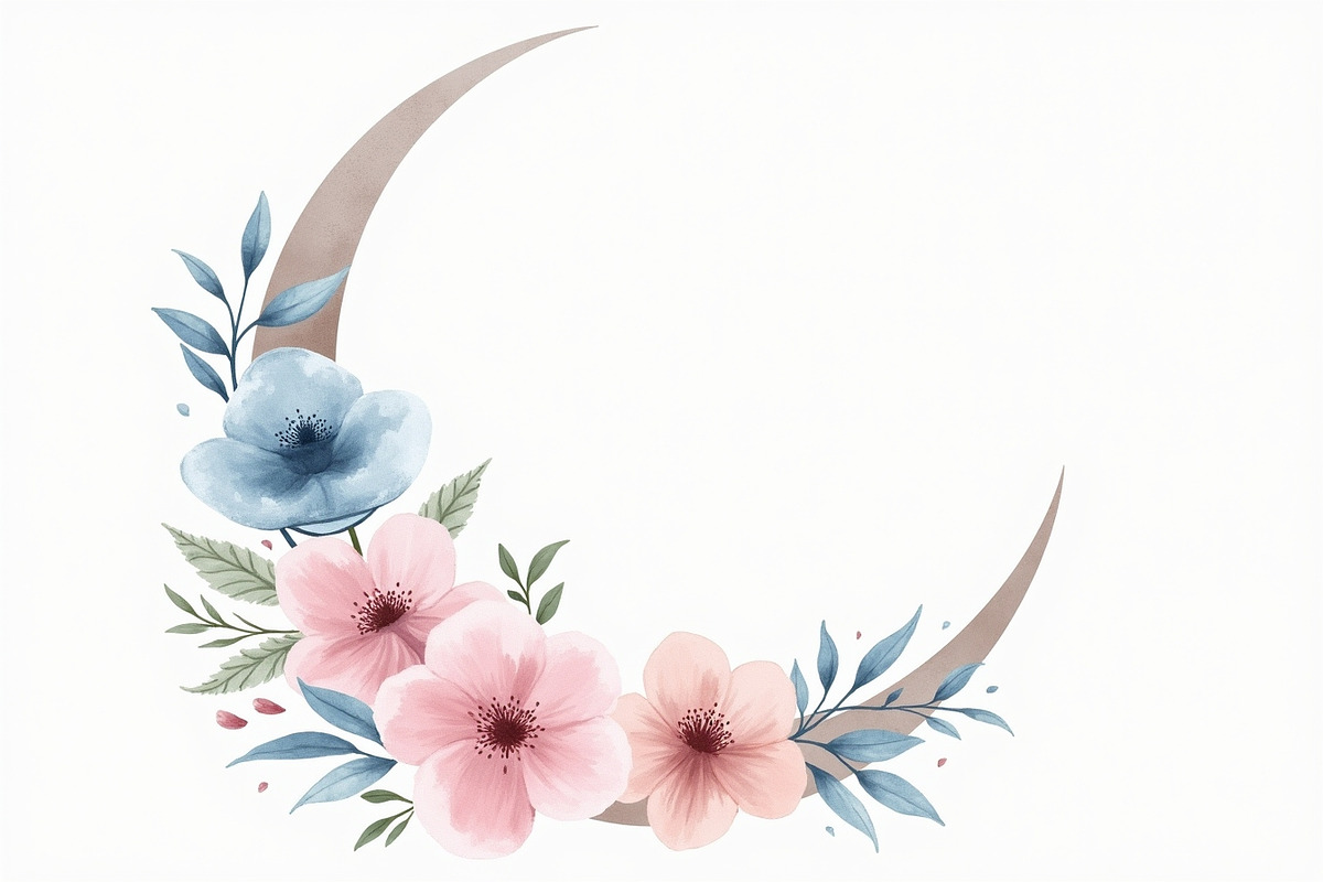 Floral Crescent Moon Watercolor Clip, a Graphic by Gaye Art (Photo 7 of 17)
