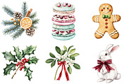 Watercolor Christmas Clipart, a Seasonal Illustration by CitraGraphics (Thumbnail 5 of 8)