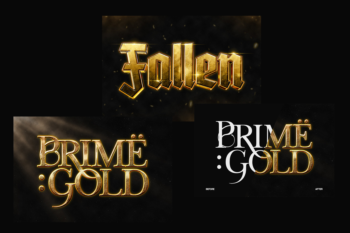 Gold 3D Cinematic Text Effect, a Layer Style Add-On by Matsero (Photo 2 of 4)