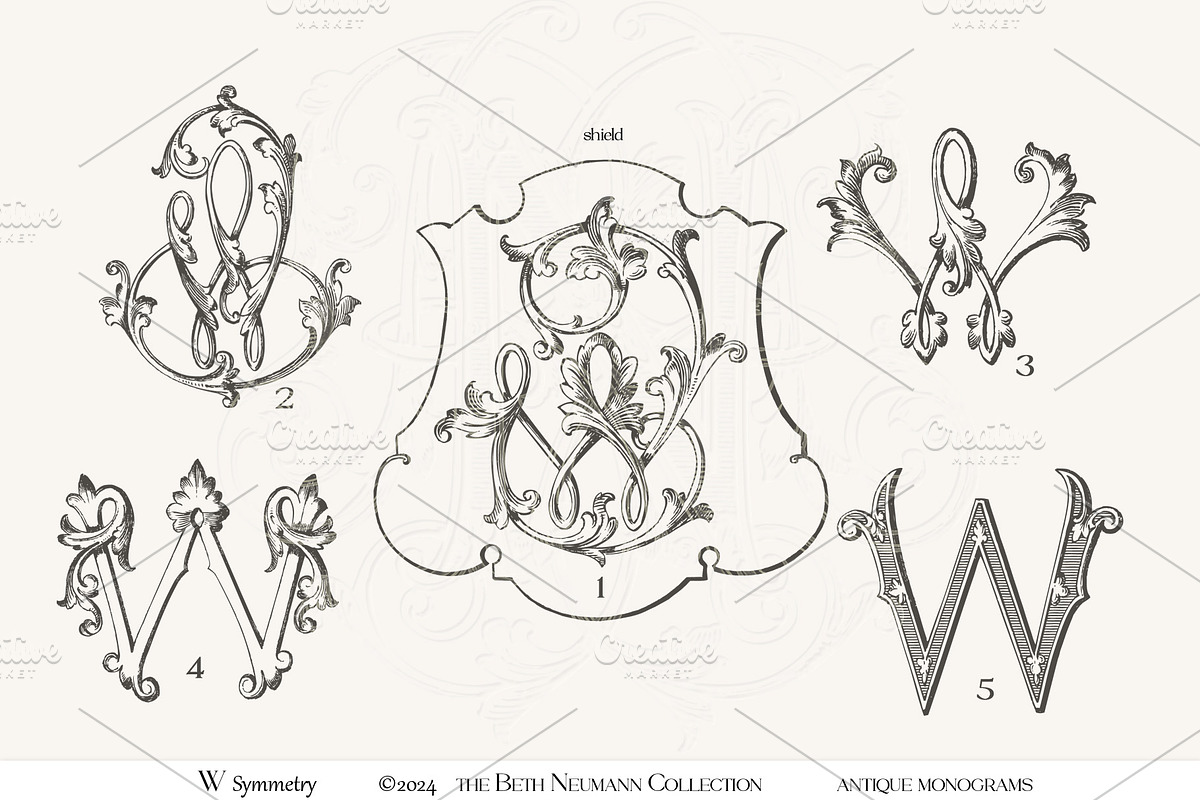 Antique Vintage Monogram Initial W, an Object Graphic by Antique Monograms (Photo 4 of 4)