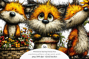 Whimsical spring funny fox clipart, an Illustration by SinaCreation (Thumbnail 1 of 11)