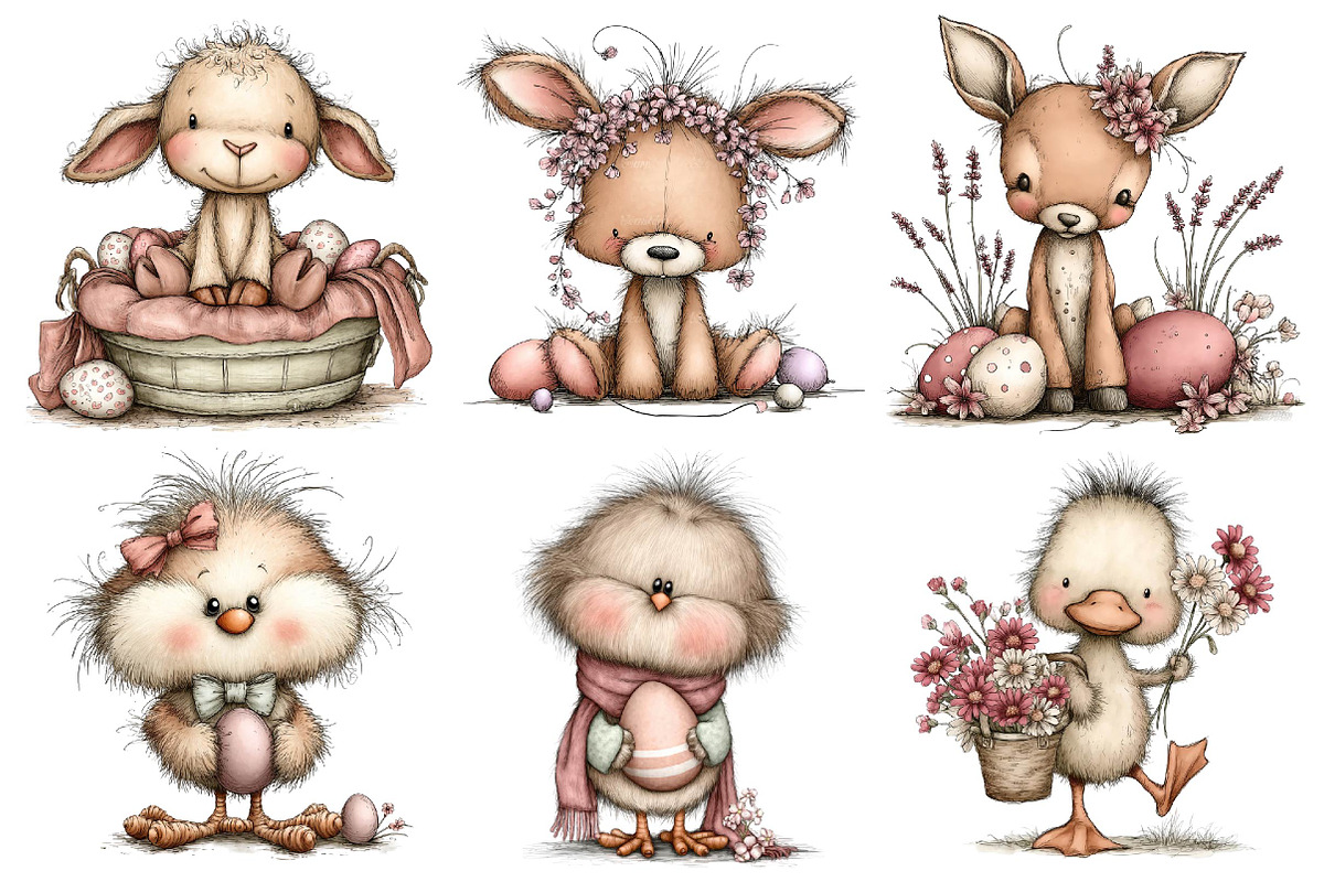 Whimsical Easter Animals Clipart, an Illustration by DreamPrint404 (Photo 4 of 7)