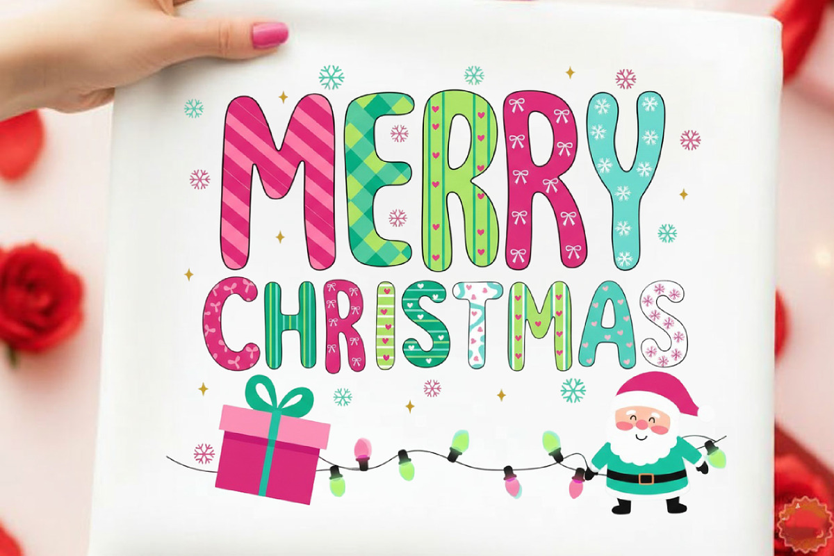 Retro Merry Christmas Doodles Png, an Illustration by designcity5 (Photo 8 of 8)