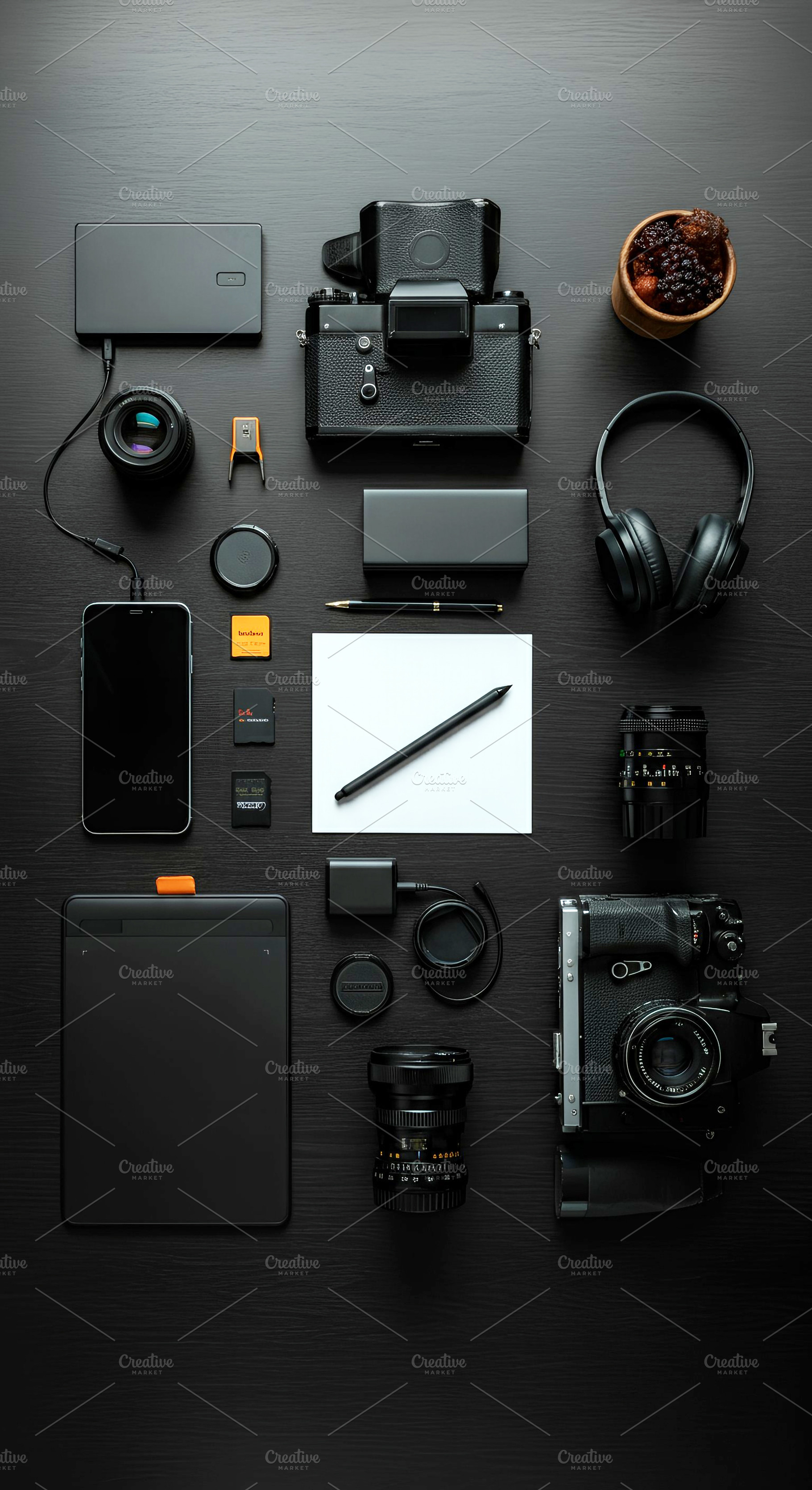 Photographer's Flat Lay of Camera Ge, a Technology Photo by Stock Shape