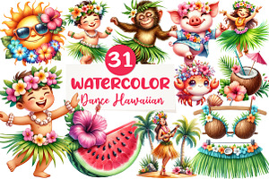Cute Tropical Hula Dance Hawaiian, an Illustration by CreationArt