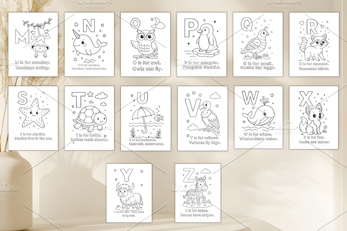 Alphabet Coloring Pages a-Z | ABC An, a Decorative Illustration by Design Station (Photo 4 of 4)