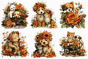 Whimsical Dog Cat Flower Clipart PNG, a Seasonal Illustration by Craft Nest (Thumbnail 5 of 12)