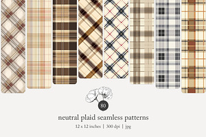 80 neutral plaid seamless pattern, a Pattern Graphic by Poppy Lane Studio
