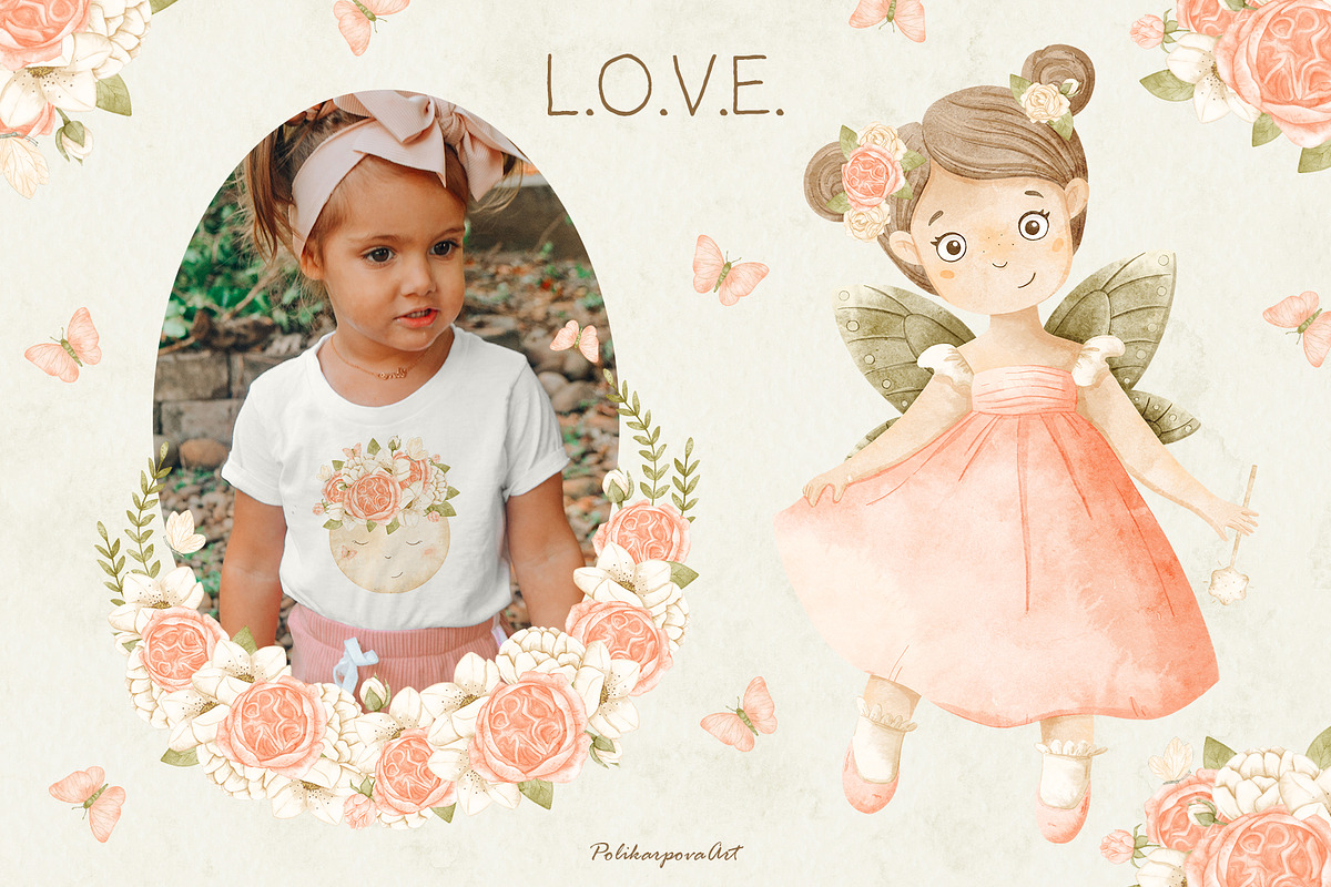 Watercolor FAIRY and flowers, an Illustration by polikarpovaart (Photo 11 of 15)