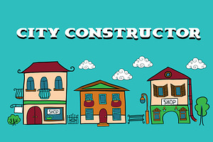 Cartoon vector city constructor.