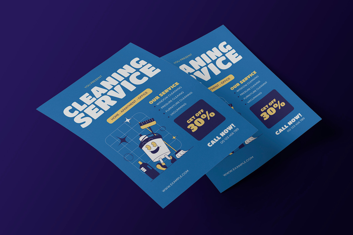 Blue Cleaning Service Flyer, a Flyer Template by Neermana (Photo 3 of 4)